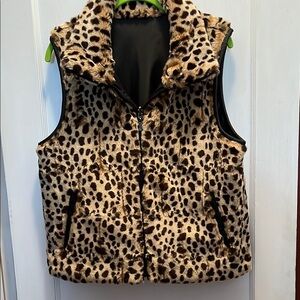 Reversible Leopard Print Faux Fur Vest